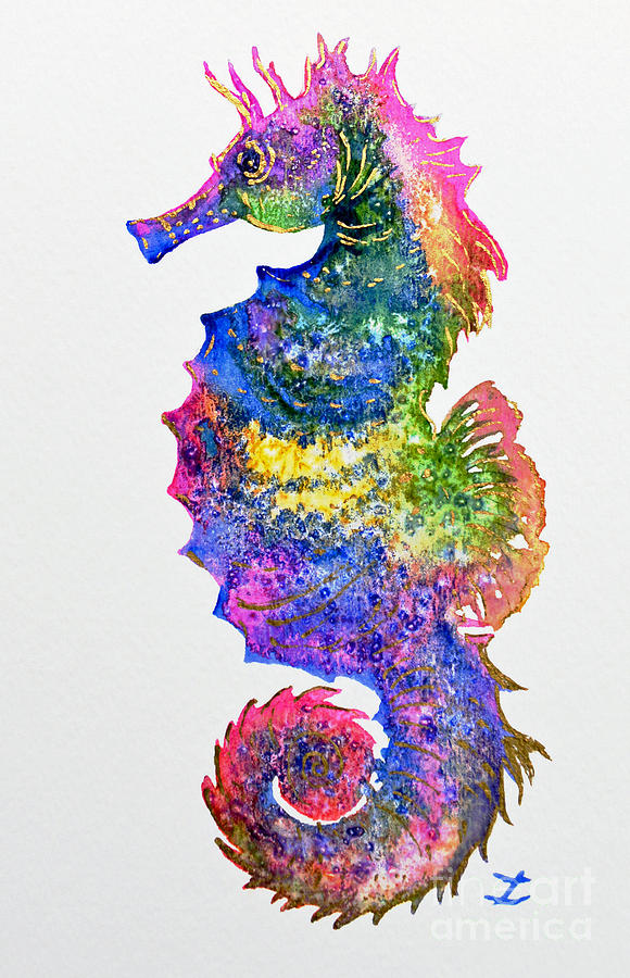 Bright Seahorse Painting by Zaira Dzhaubaeva