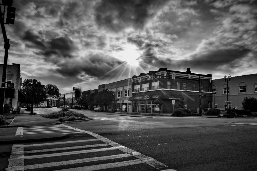 City Photograph - Bright Sun In Murphy North Carolina in Black and White by Greg and Chrystal Mimbs