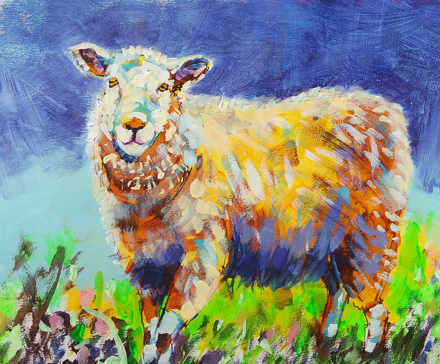 Bright Sun Sheep Painting Painting by Mike Jory