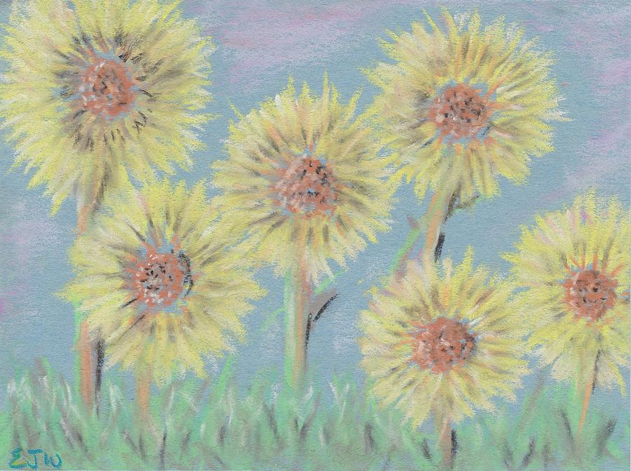 Flower Mixed Media - Bright Sunflowers by Ellen Jenny Watkins