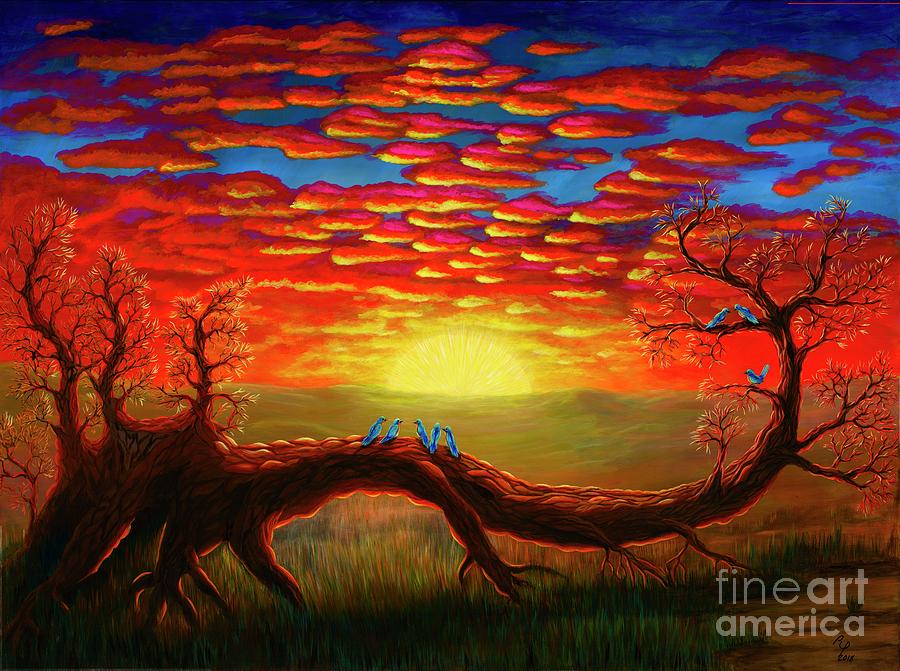 Bright Sunset Painting by Rebecca Parker