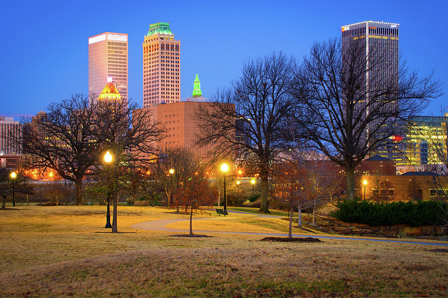 Bright Trails to the Tulsa Oklahoma Skyline - Color Photograph by ...