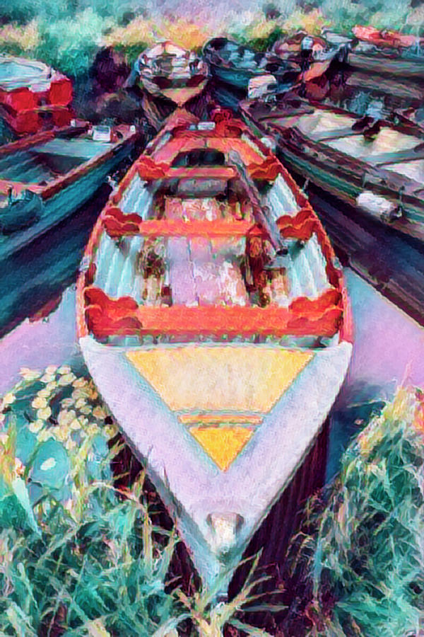 Boat Photograph - Bright Watercolors of Summer Oil Painting by Debra and Dave Vanderlaan