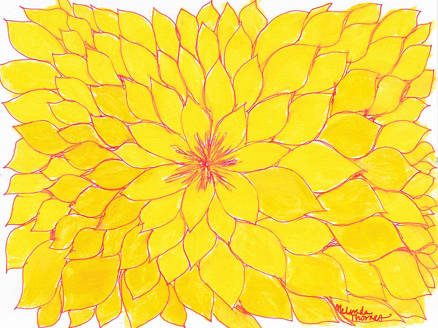 Bright Yellow Bloom Drawing by Melinda Thomas Fine Art America