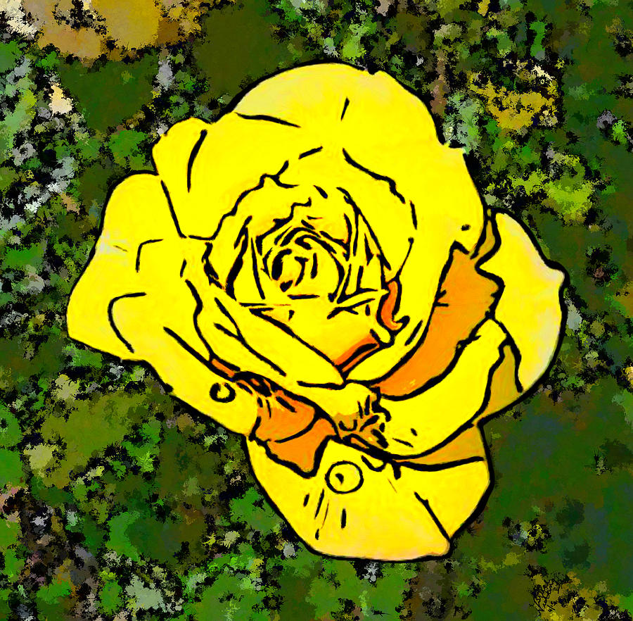 Bright Yellow Colored Rose Painting by Bruce Nutting