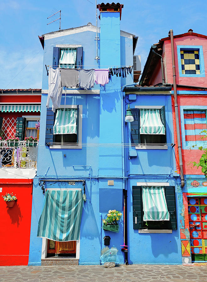 Brightly Colored Houses On The Island Of Burano, Italy Photograph by Rick Rosenshein