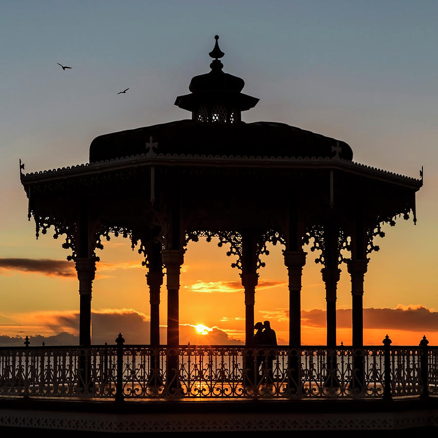 Brighton Bandstand Sunset Photograph by Len Brook