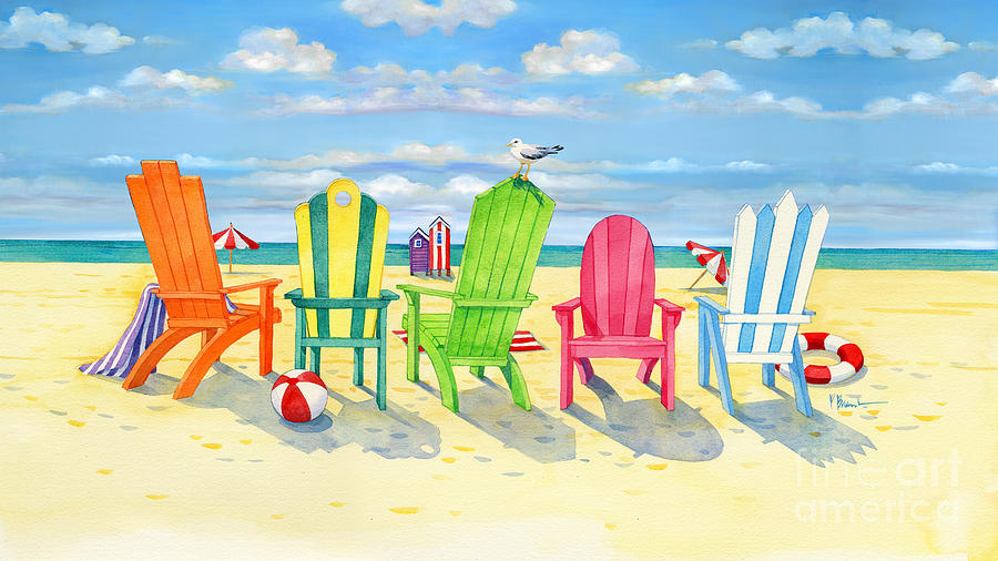 Beach Painting - Brighton Beach Chairs by Paul Brent