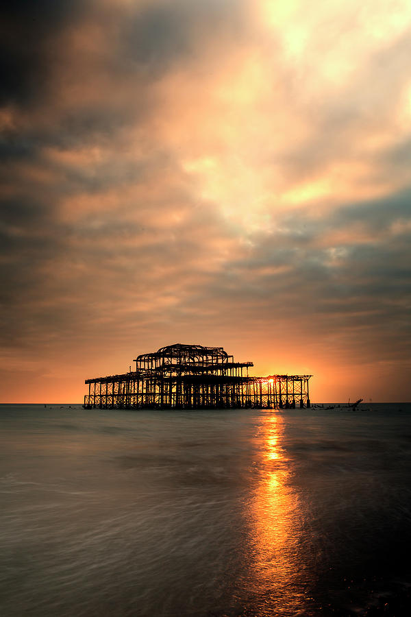 Brighton Pier Sunset Photograph by Len Brook