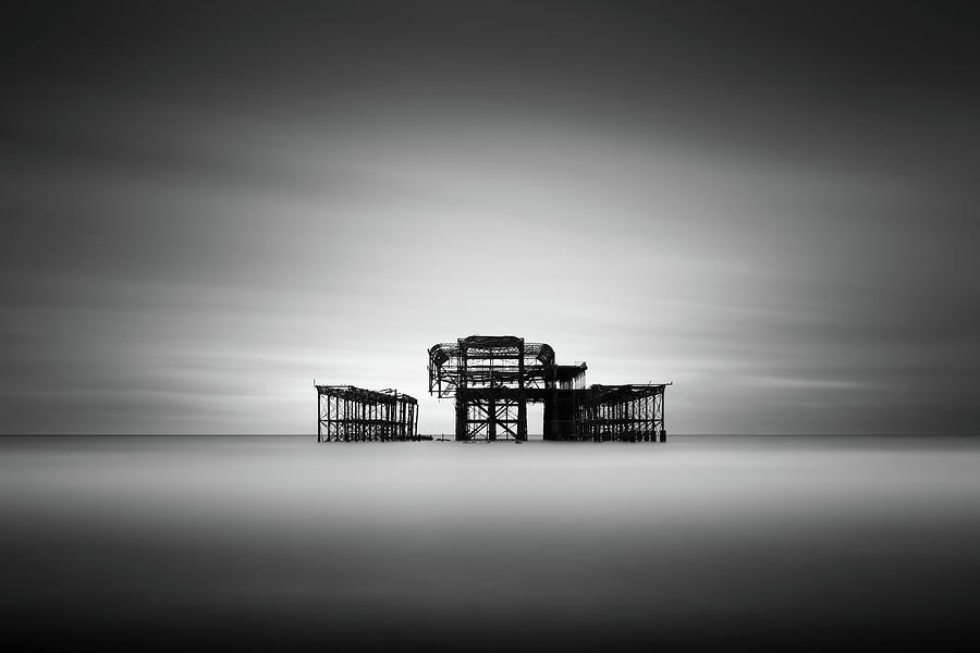 Black And White Photograph - Brighton West Pier by Ivo Kerssemakers