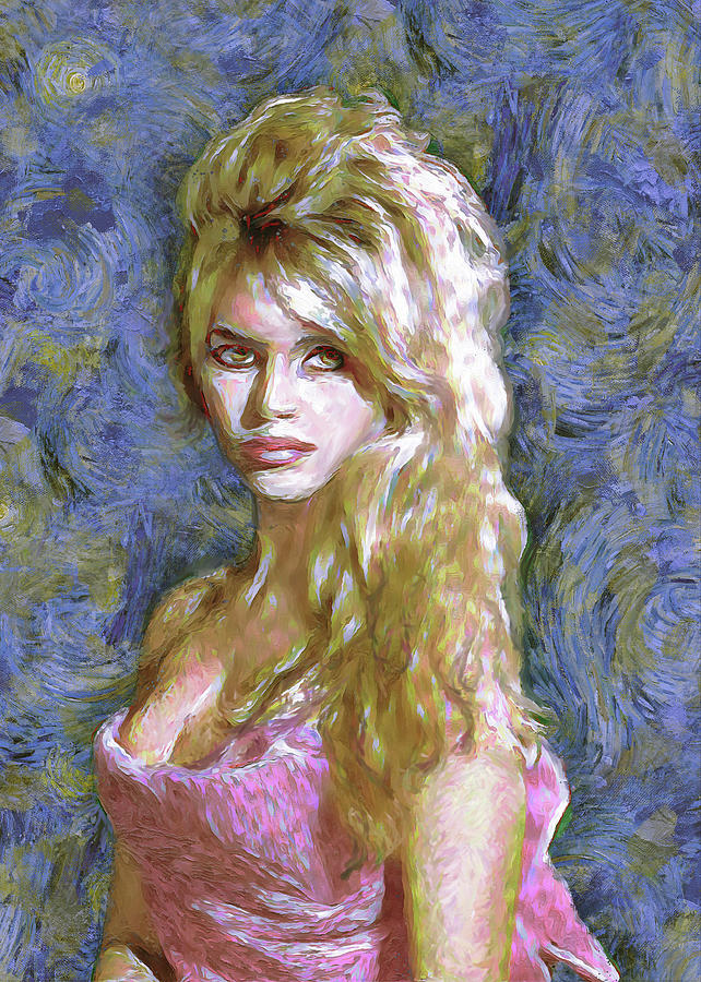 Brigitte Bardot Van Gogh Style Digital Art by Dominique Amendola