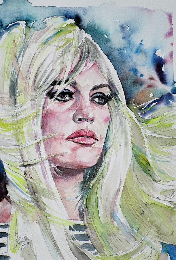 Bardot Painting - BRIGITTE BARDOT - watercolor portrait.3 by Fabrizio Cassetta