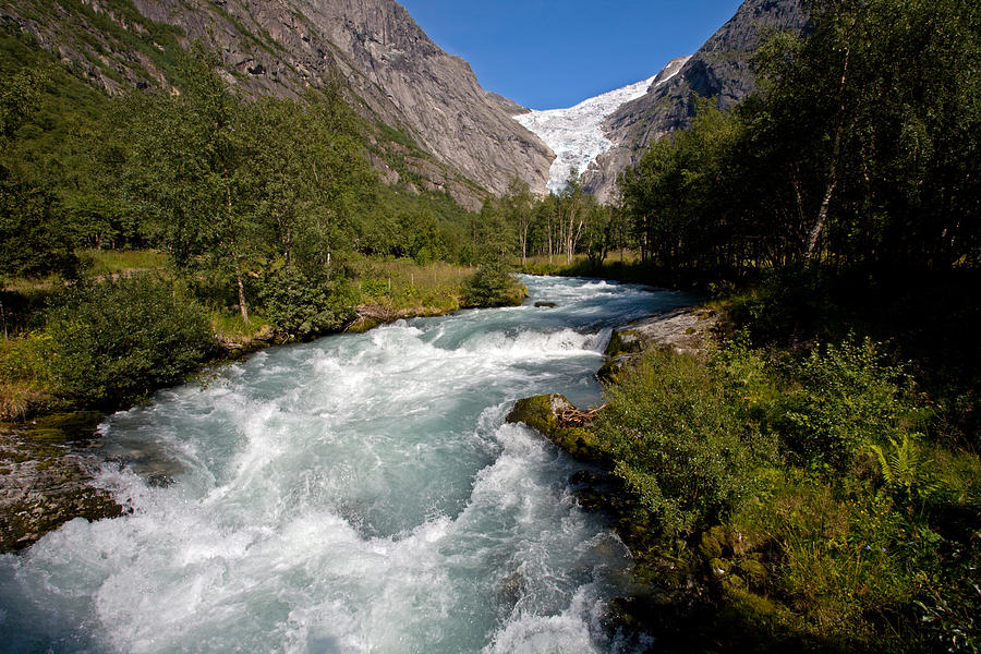 Briksdal Glacier Melting Waters Photograph by Aivar Mikko