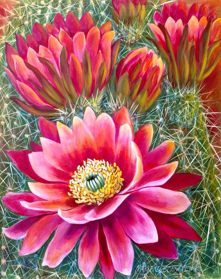Flowers Still Life Painting - Brilliant Hedgehog by Marlene Bonneville