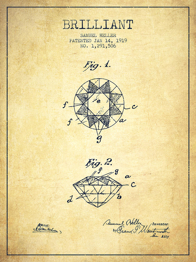 Vintage Digital Art - Brilliant Patent From 1919 - Vintage by Aged Pixel