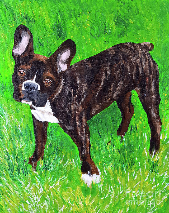 Brindle dog Painting by Deb Arndt