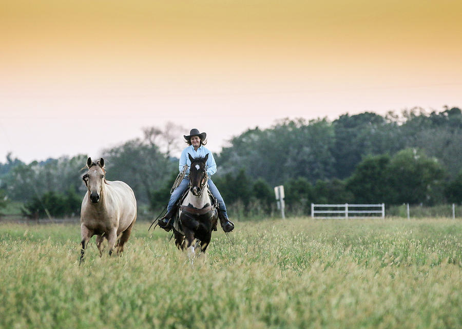 Cowgirl Photograph - Bring em In  by Laine Smith-MemoryLaine