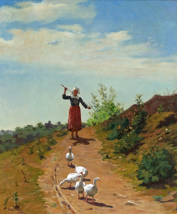 Geese Painting - Bringing Home the Flock by Paul Peel