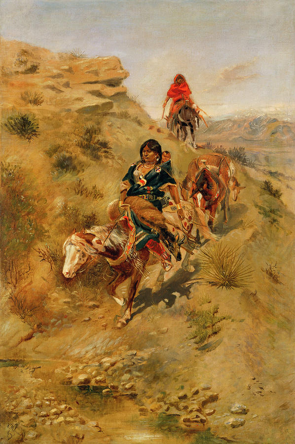 Horse Painting - Bringing Home the Meat by Charles Marion Russell