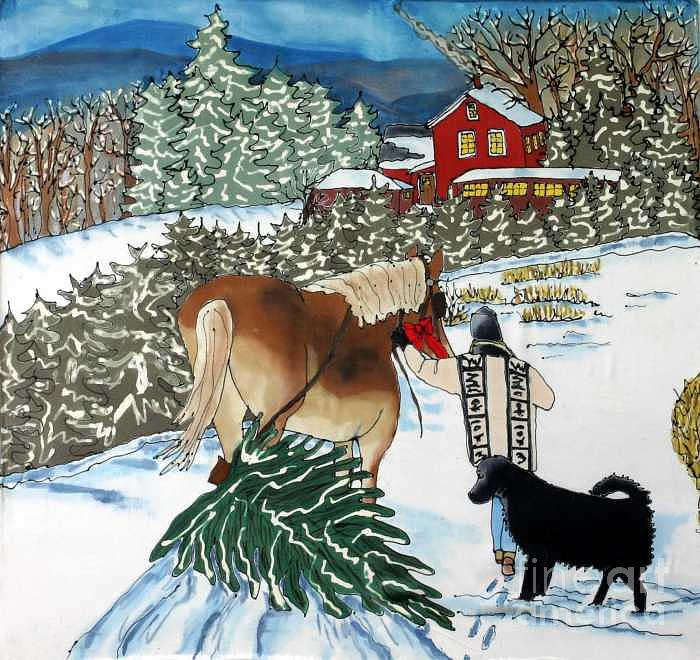 Christmas Painting - Bringing Home the Tree by Linda Marcille Christmas Painting - Bringing Home the Tree by Linda Marcille