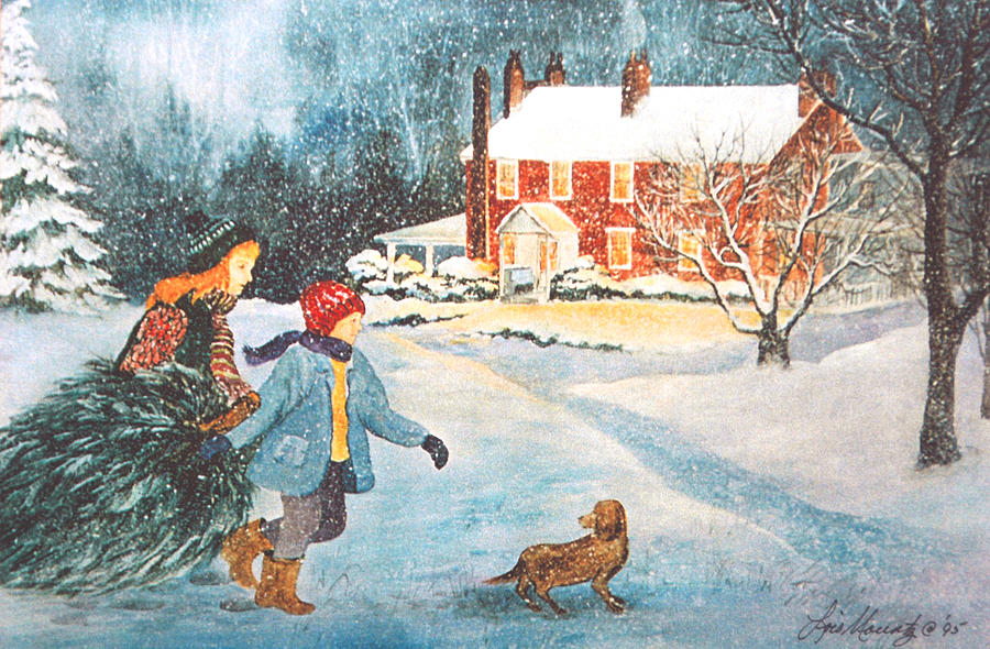Bringing in the Tree Painting by Lois Mountz Bringing in the Tree Painting by Lois Mountz