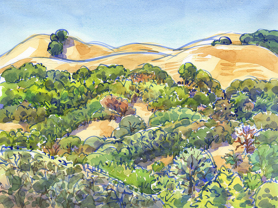 Briones Regional Park Hills Painting by Judith Kunzle