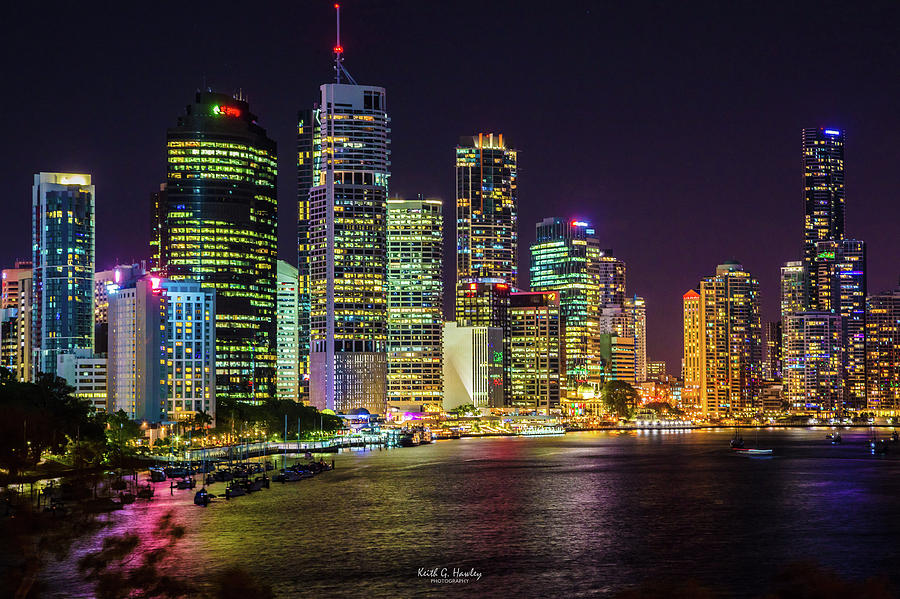 Brisbane at Night Photograph by Keith Hawley