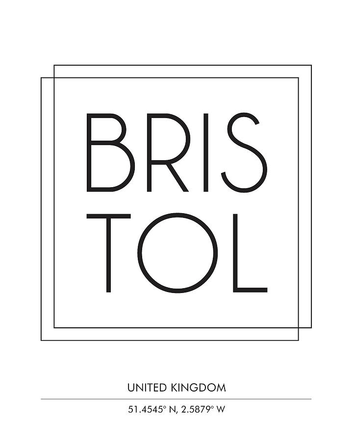 Bristol, United Kingdom - City Name Typography - Minimalist City Posters Mixed Media