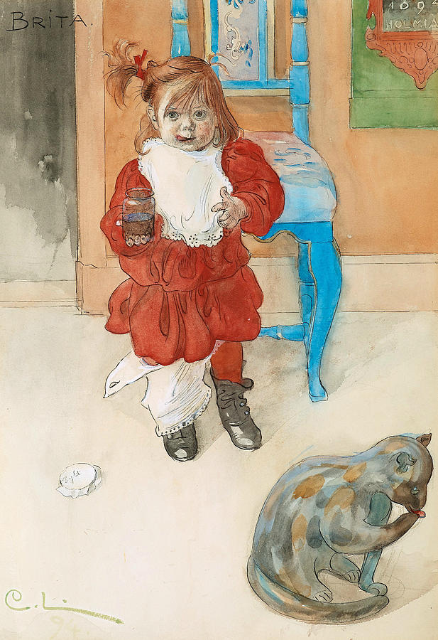 Brita with Confectionary Jar Painting by Carl Larsson