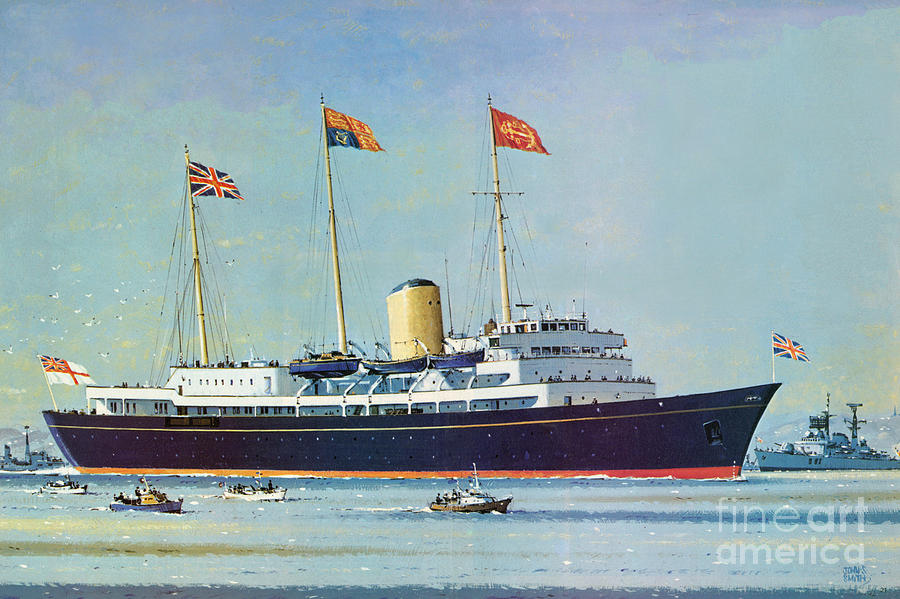 Britannia, floating home of Queen Elizabeth II and Prince Philip  Painting by John S Smith