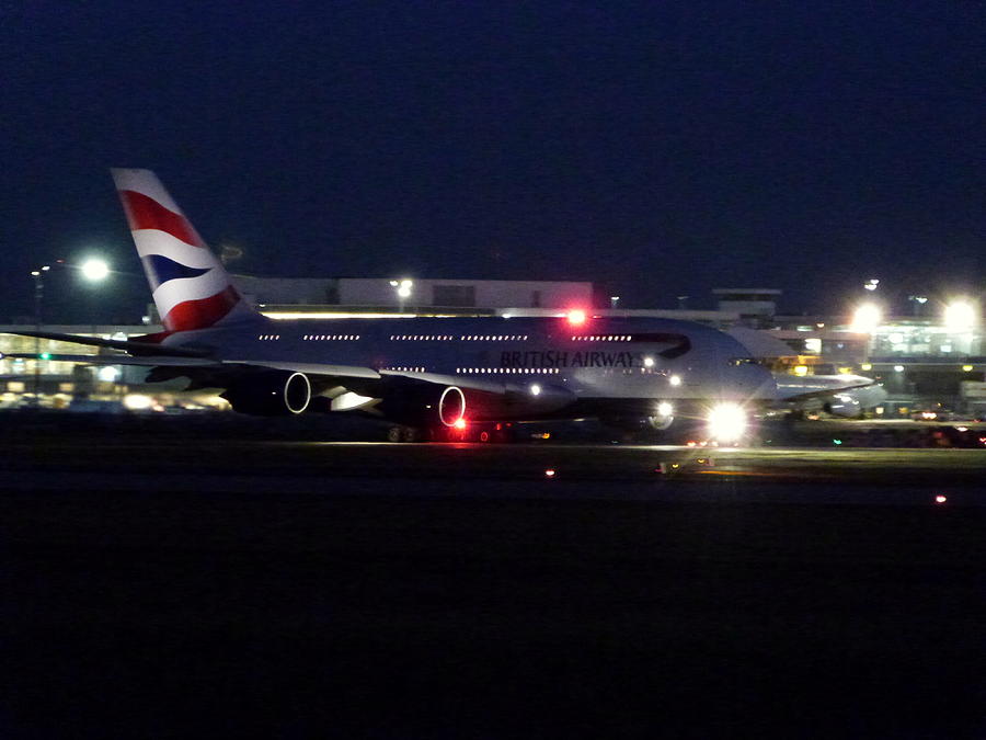 British Airways A380 At Night Photograph by Darrell MacIver