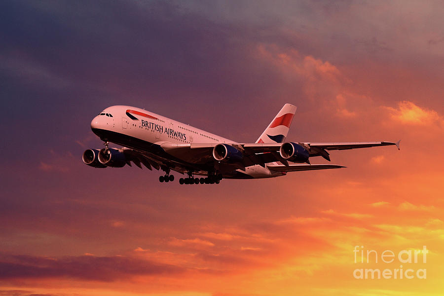 British Airways A380 G-XLEF Digital Art by Airpower Art