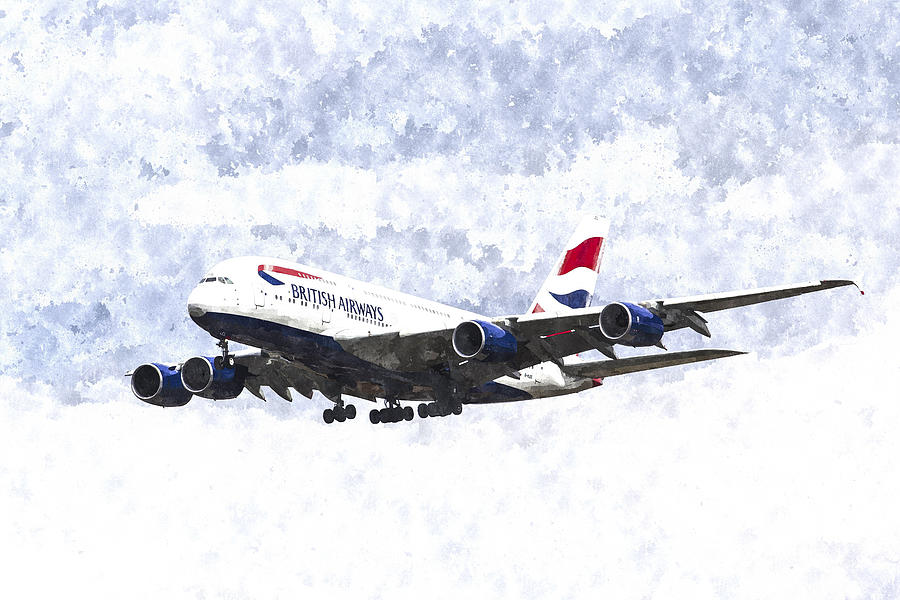 British Airways Photograph - British Airways Airbus A380 Art by David Pyatt
