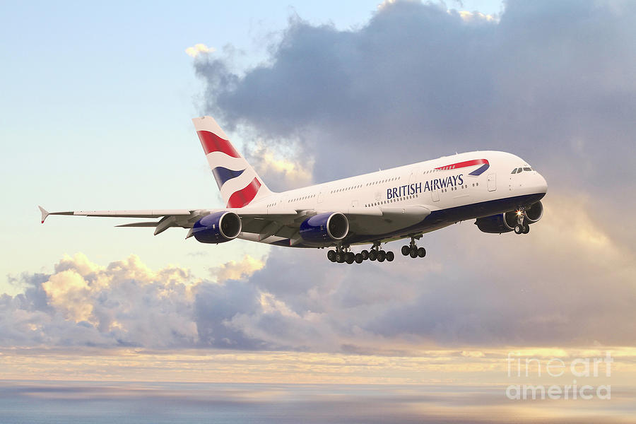 British Airways Airbus A380 G-XLEE  Digital Art by Airpower Art