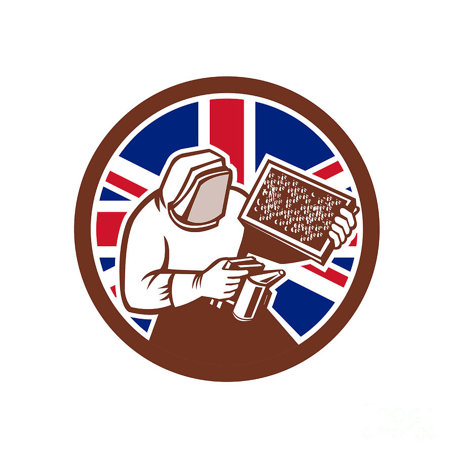 Flag Digital Art - British Beekeeper Union Jack Flag Icon by Aloysius Patrimonio