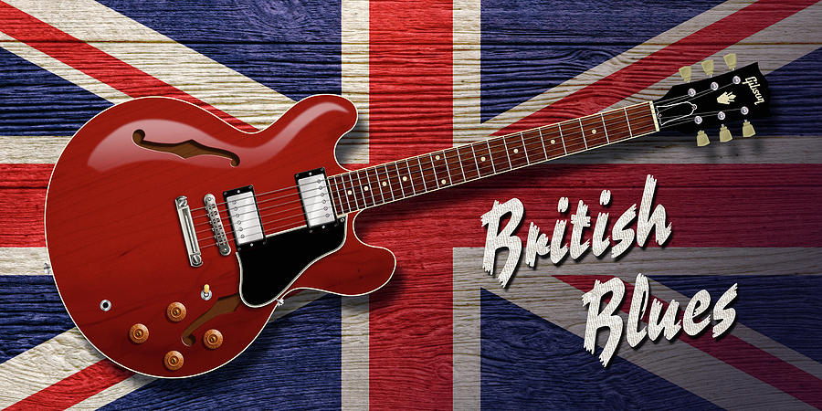 British Blues ES-335 Digital Art by WB Johnston