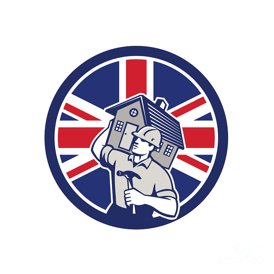 British Building Contractor Uk Flag Icon Digital Art By Aloysius