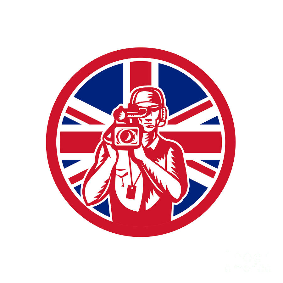 Flag Digital Art - British Cameraman Union Jack Flag Icon by Aloysius Patrimonio