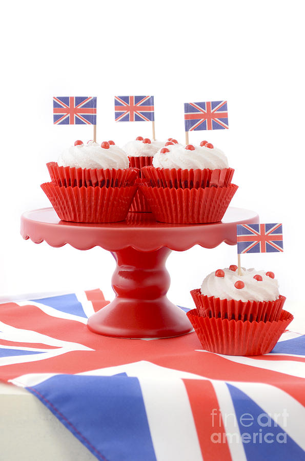 British Cupcakes with Union Jack Flags Photograph by Milleflore Images