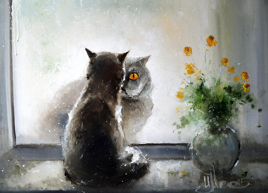 Cat Painting - British Dating by Igor Medvedev