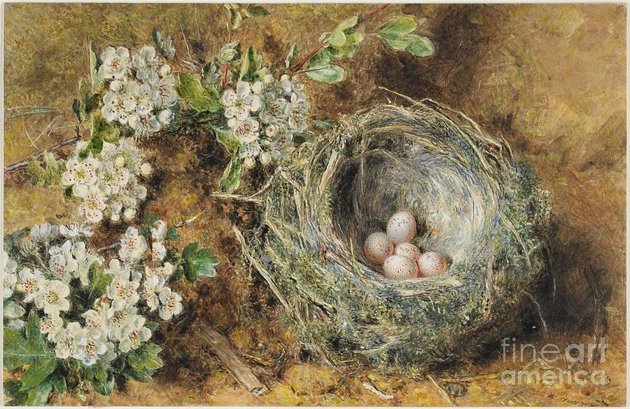 British  English Title Bird Nest Painting by MotionAge Designs