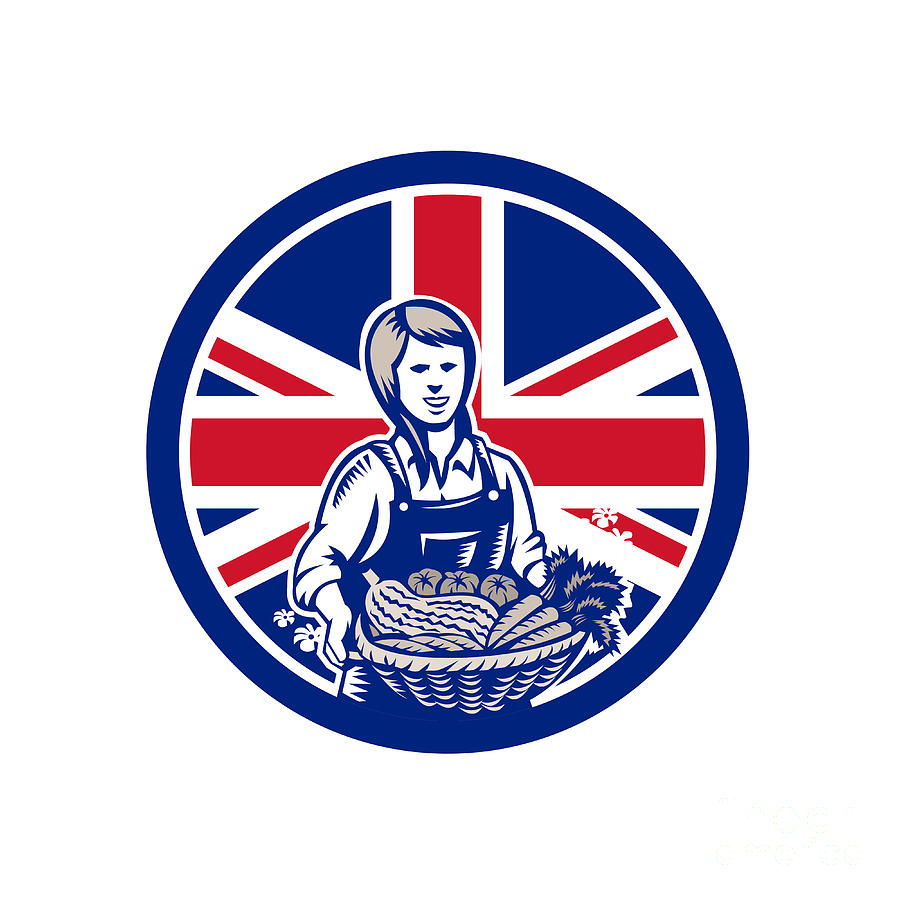 Flag Digital Art - British Female Organic Farmer Union Jack Flag Icon  by Aloysius Patrimonio