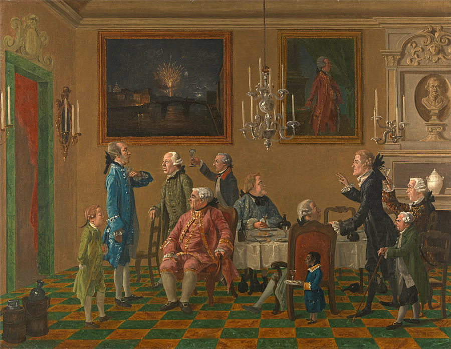 British Gentlemen at Sir Horace Manns Home in Florence  Painting by Thomas Patch