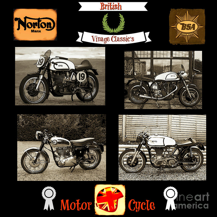 British Motorcycle - Vintage Digital Art by Ian Gledhill