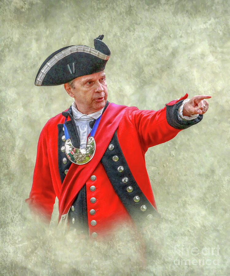 British Officer Pointing Portrait Digital Art by Randy Steele