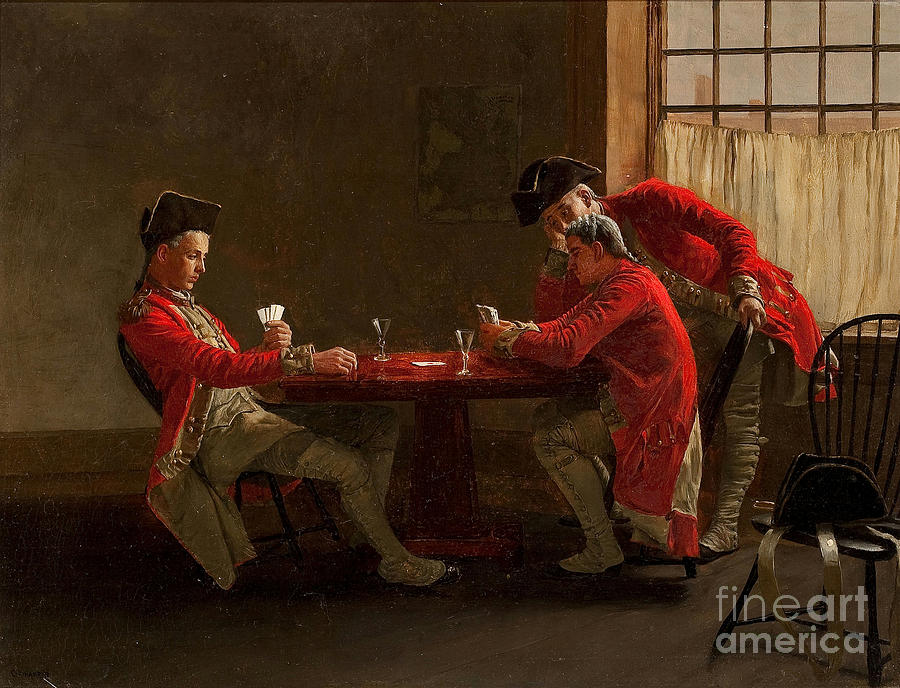 British Officers Playing Cards Painting by MotionAge Designs