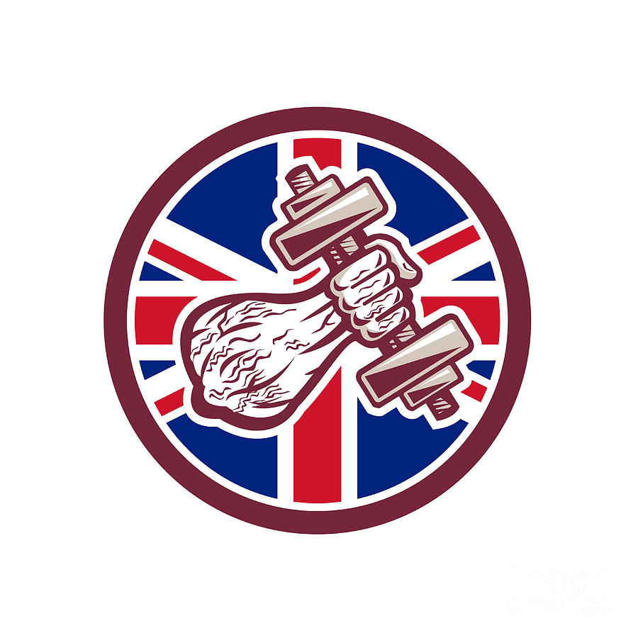 Flag Digital Art - British Personal Trainer Dumbbell UK Flag Icon by Aloysius Patrimonio