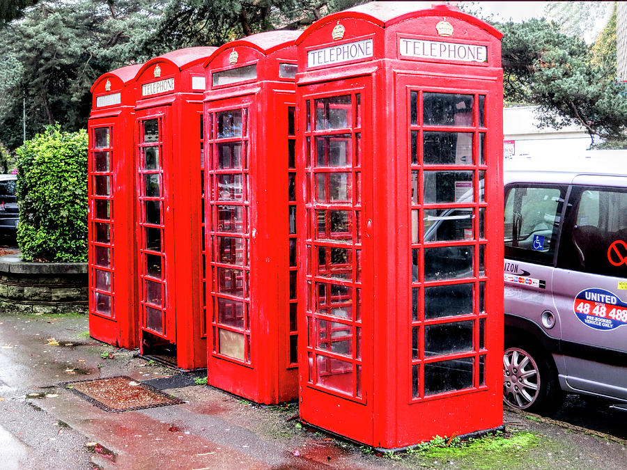 Vintage Photograph - British Phone Booths No 2 by Phyllis Taylor