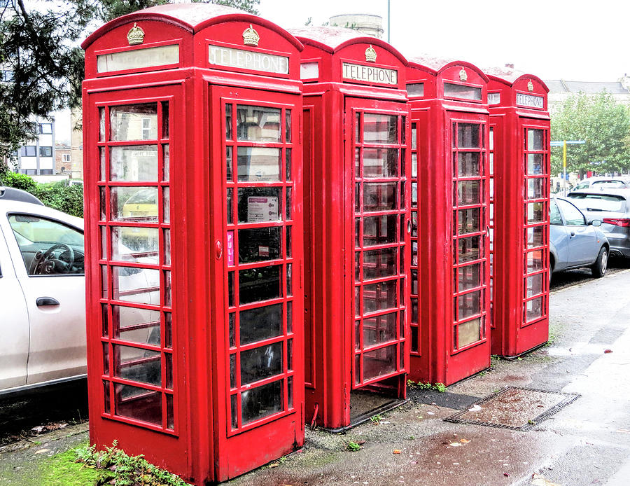 Vintage Photograph - British Phone Booths by Phyllis Taylor