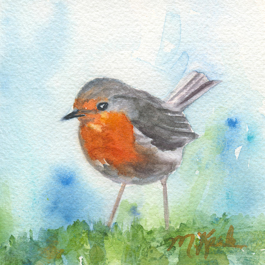 British Robin Painting by Marsha Karle